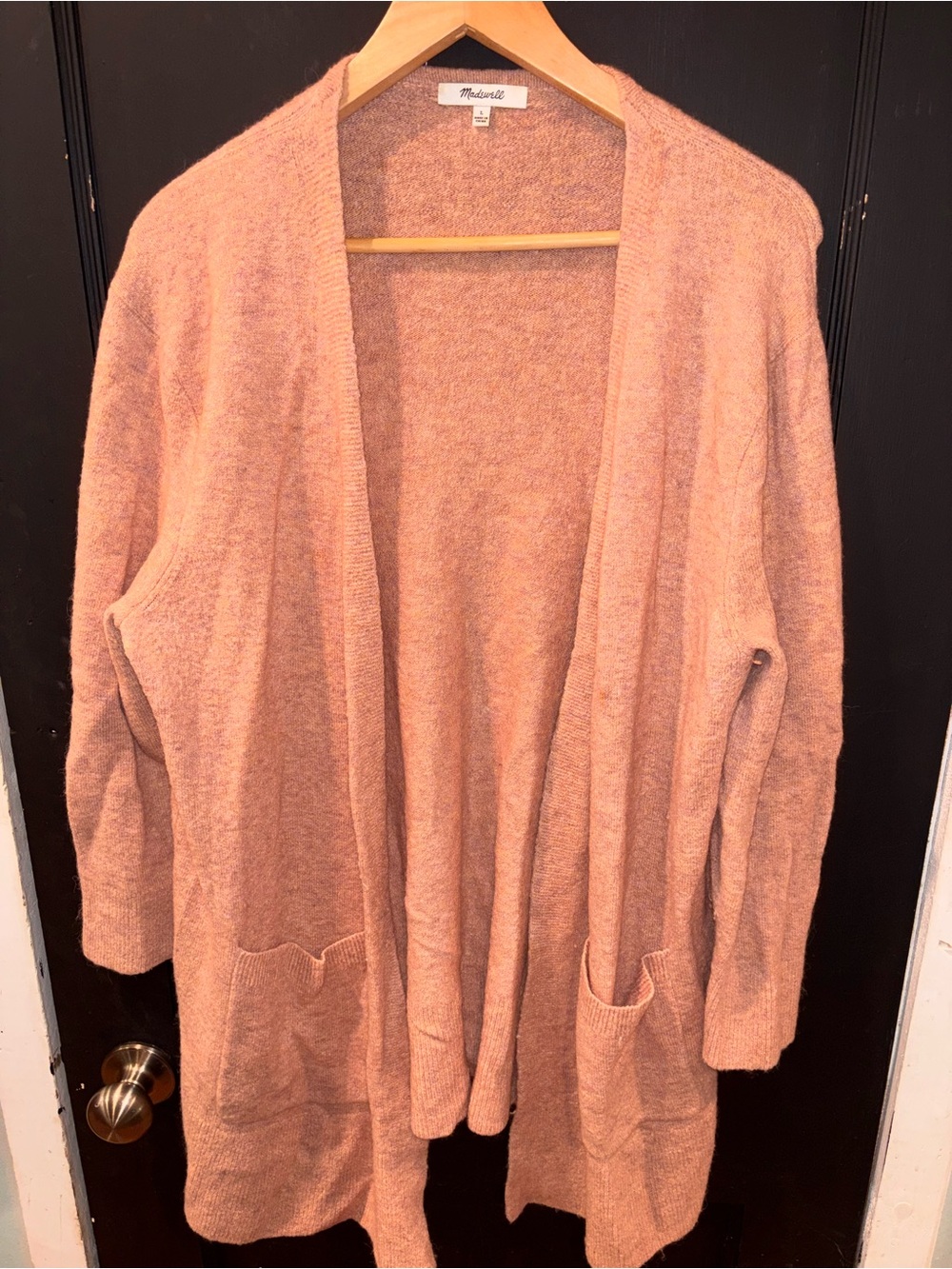 Madewell Long Open Cardigan Merino Wool Alpaca Blend Pink Size L